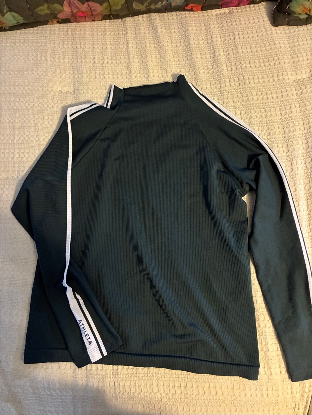 Athleta mock neck top with White Stripe